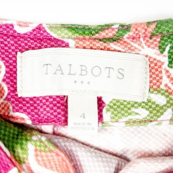 Talbots Pink Floral Straight Pencil Skirt Stretch Office Career Womens Size 4 - Picture 6 of 11